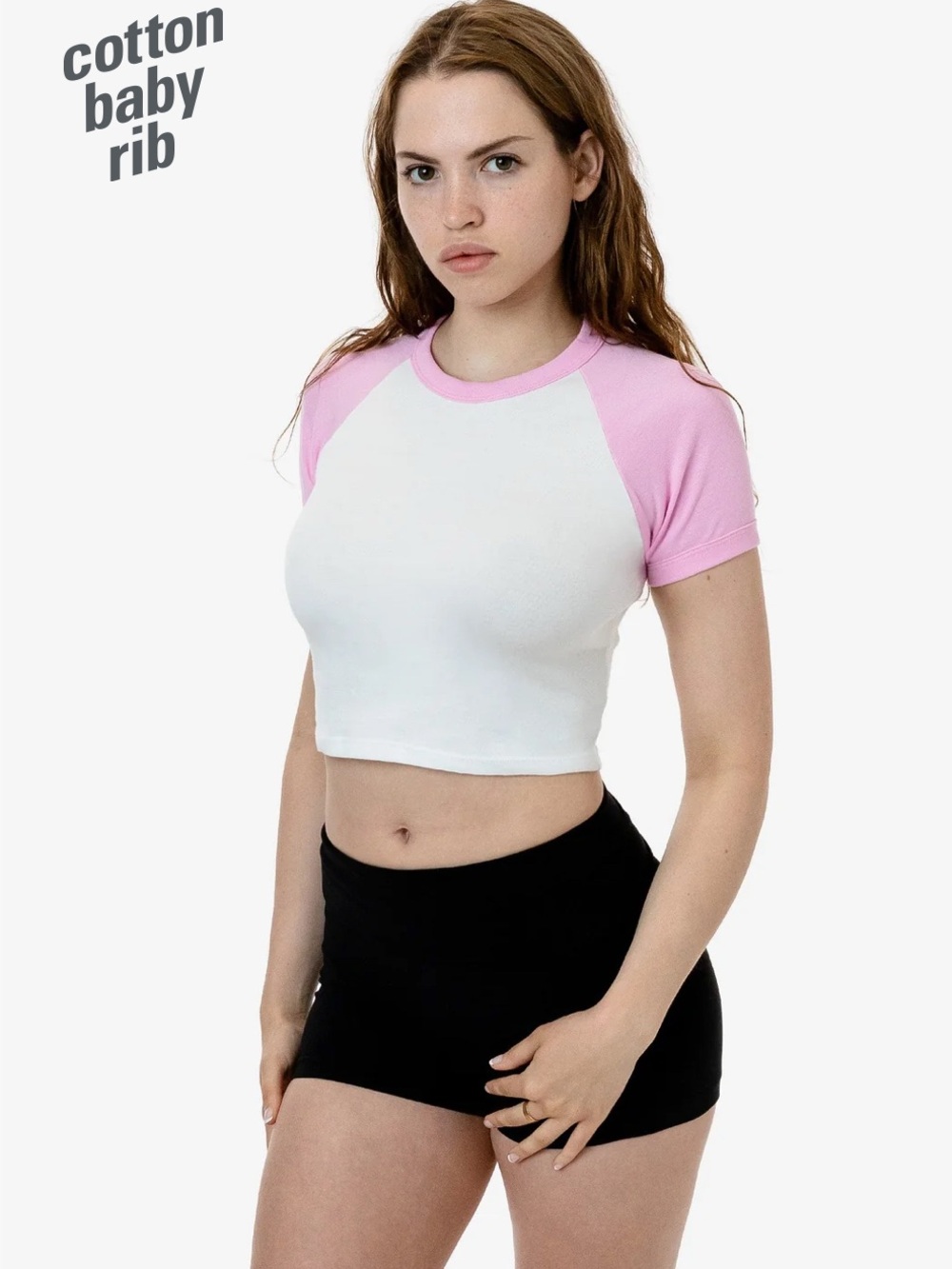 Los Angeles Apparel Pink & White Baby Tee